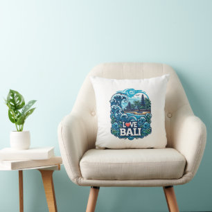 Amor azul y verde Cojín decorativo Bali