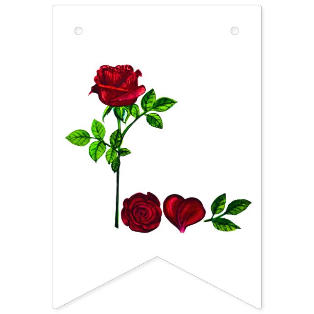 AMOR - Bandera de Bunting Romántica de Rosa Pintad (Primera bandera)