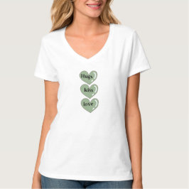 Amor, besos, abrazos" Audaz tipografía camiseta -