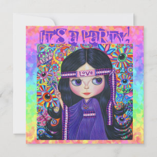 Amor Cabeza Hippie Chica Doll Purple Psicodelic