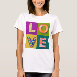 AMOR camiseta 4 letras palabra colores vibrantes
