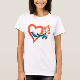 Amor cardíaco mariposa | Camiseta femenina románti