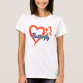 Amor cardíaco mariposa | Camiseta femenina románti