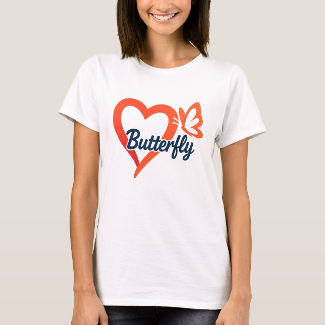 Amor cardíaco mariposa | Camiseta femenina románti (Anverso)