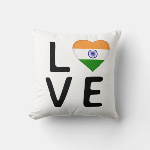 Amor - Cojín decorativo de la bandera de la India