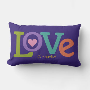 Amor colorido nombre personalizado lanzar almohada