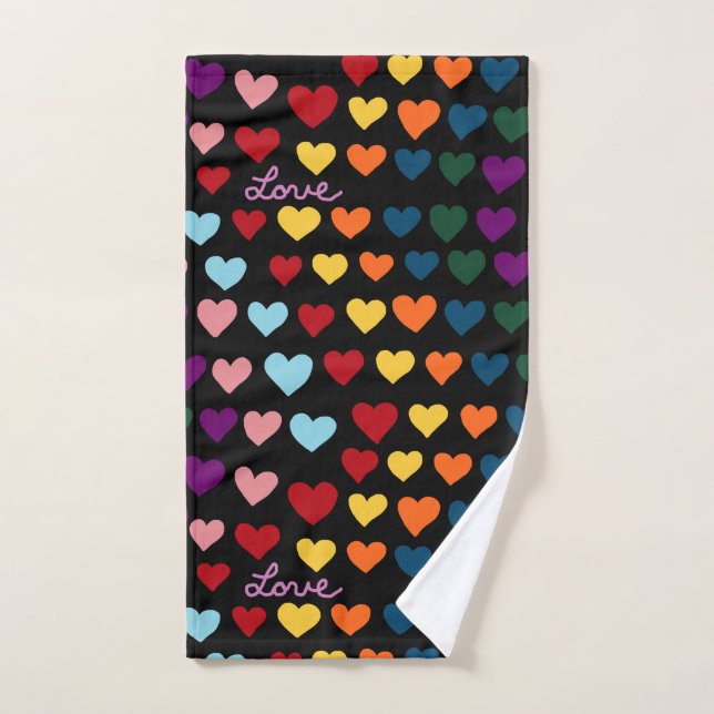 Amor Con Arcoíris de Corazones (Toalla de mano)