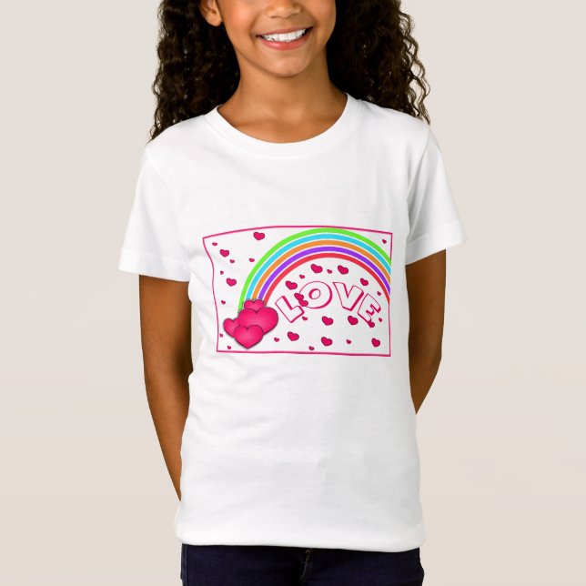 Amor - Corazones - y Chicas arcoiris camiseta (Anverso)