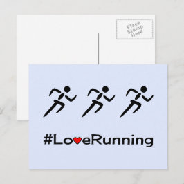 Amor corriendo pictograma postal azul pálido