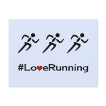 Amor corriendo pictograma postal azul pálido