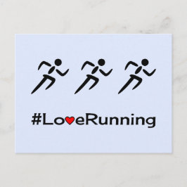 Amor corriendo pictograma postal azul pálido