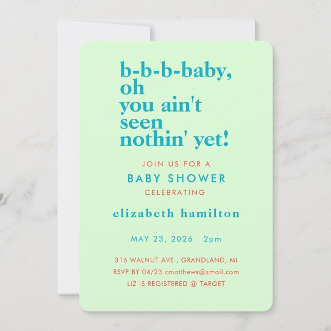 ¡AMOR DE BEBÉ! Tarjeta de invitación audaz crema d (Anverso)