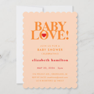 ¡AMOR DE BEBÉ! Tarjeta de invitación audaz naranja