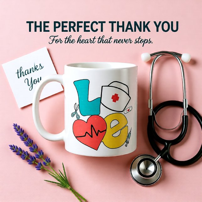 Amor de enfermera - taza clásica (Nurse LOVE Typography – Cute Medical Appreciation Coffee Mug)