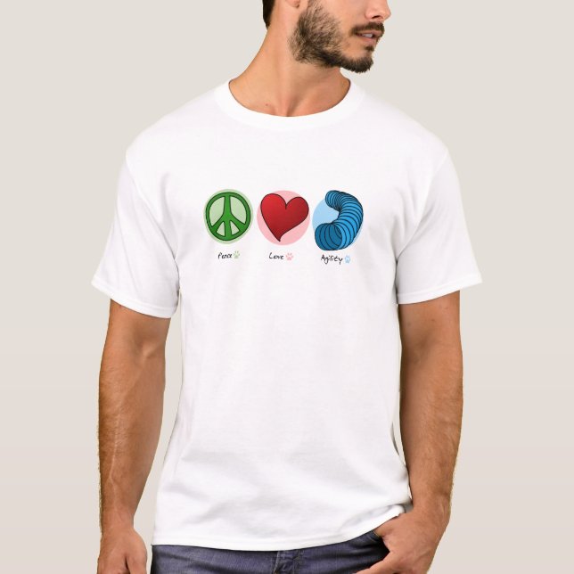 Amor de la paz y camiseta de la agilidad del perro (Anverso)