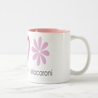 Amor de la paz y taza de los macarrones