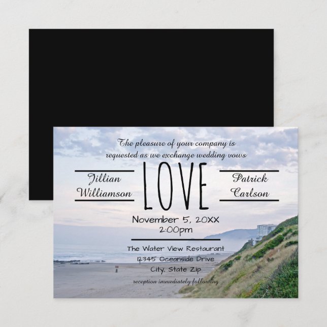 Amor de la playa/del océano - invitación de la (Anverso / Reverso)