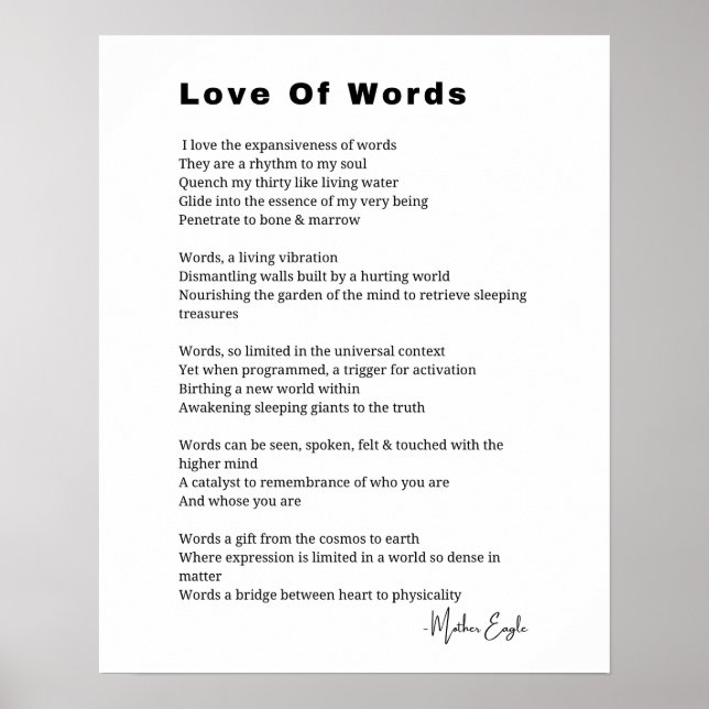 Amor de las palabras poesía poesía poster de arte  (Frente)