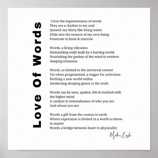 Amor de las palabras poesía poesía poster de arte  (Frente)