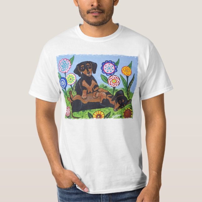 Amor de los Dachshunds para jugar la camiseta (Anverso)