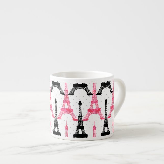 Amor de París, Torre Eiffel en negro y rosa, tazas (Derecha)
