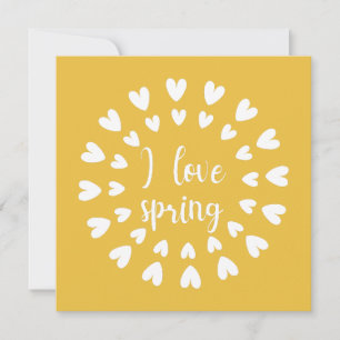Amor de primavera, tarjeta plana de corazones pequ