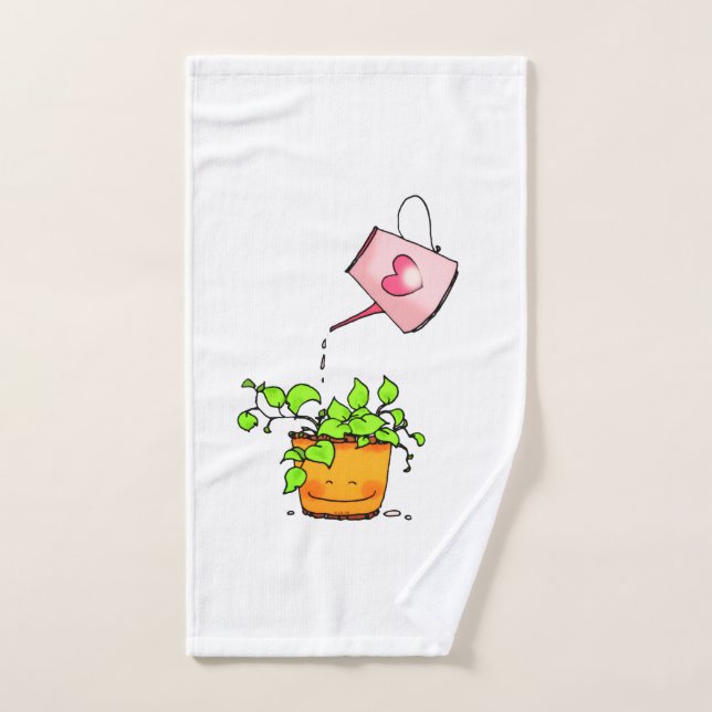 Amor de Riego, Feliz Planta de Interior (Toalla de mano)