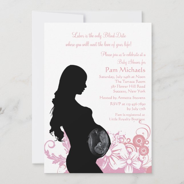 Amor de su invitación de Baby Shower del rosa de (Anverso)