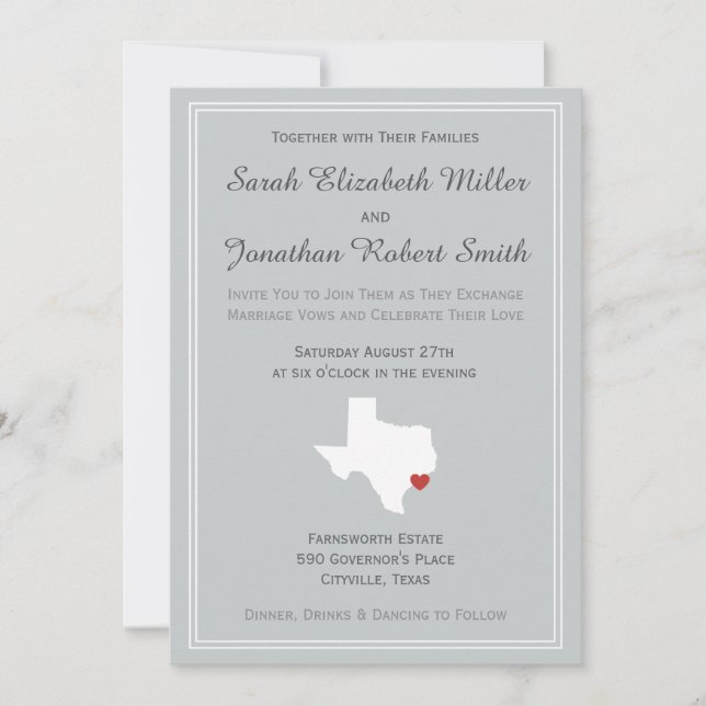 Amor de Tejas - invitación adaptable de la boda (Anverso)