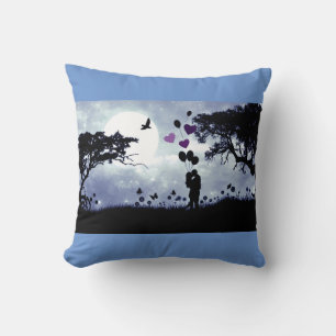 "Amor de verano" almohada azul y negra de lanzamie