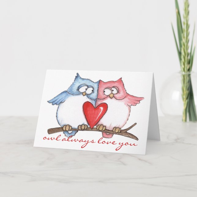 Amor del búho - tarjeta de felicitación (Anverso)