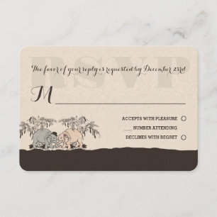 Amor del elefante que casa la tarjeta de RSVP