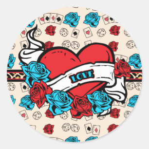 Amor del vintage, pegatinas del tatuaje