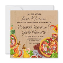 Amor divertido e invitación a la boda de pizza
