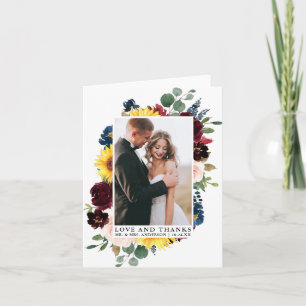 Amor Elegante Gracias Watercolor Nota Floral Mixta