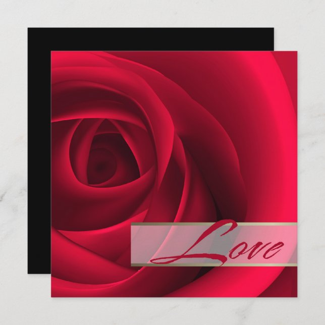 Amor. Elegante Tarjeta El día de San Valentín Rosa (Anverso / Reverso)