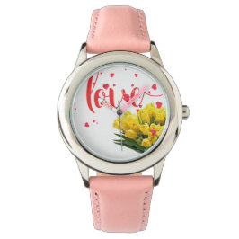 Amor en Bloom - Elegante reloj floral con banda ro