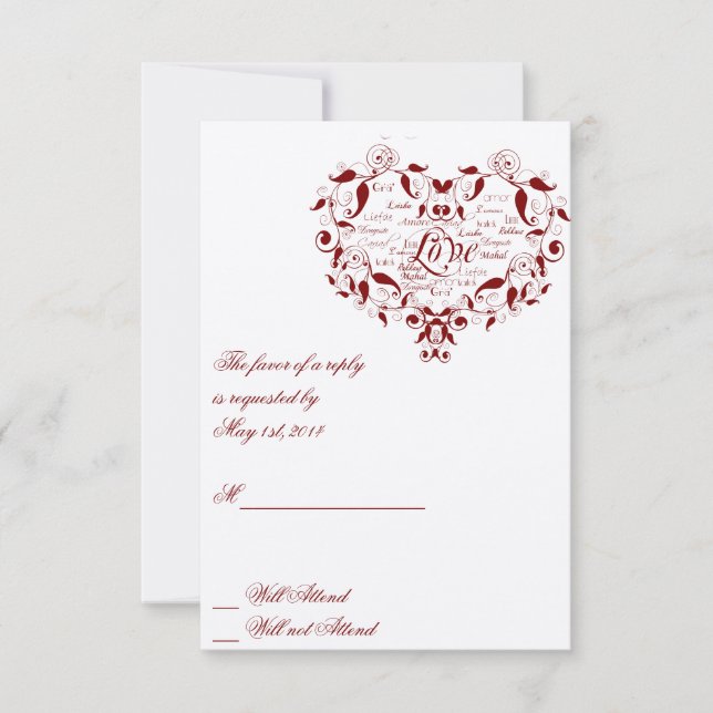 Amor en cualquier idioma con tarjeta de respuesta  (Anverso)