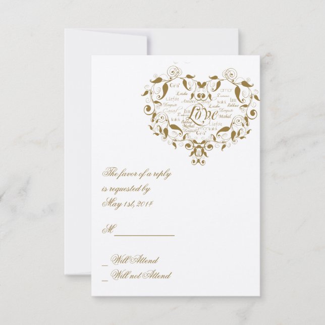 Amor en cualquier idioma con tarjeta de respuesta  (Anverso)