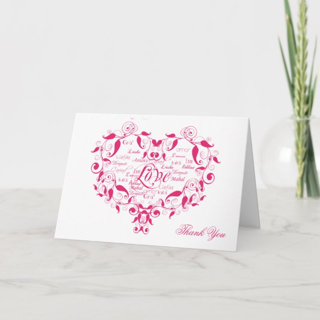 Amor en cualquier idioma en la tarjeta de agradeci (Anverso)