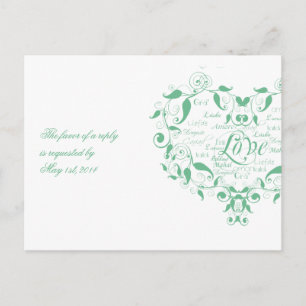 Amor en cualquier idioma en la tarjeta postal RSVP