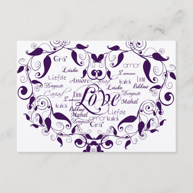 Amor en Cualquier Idioma en Tarjeta de Recepción M (Anverso)