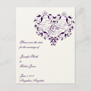 Amor en cualquier idioma morado Guardar la tarjeta