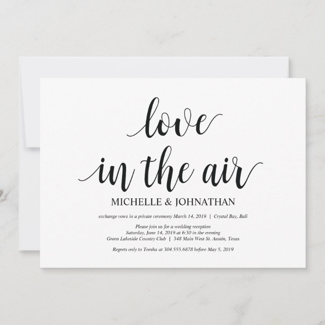 Amor en el aire, Invitaciones de fuga de novios (Anverso)