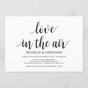 Amor en el aire, invitaciones para fugarse en boda