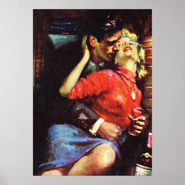 Amor En El Tren Cabina Tapa De Pulpa Vintage Arte (Frente)