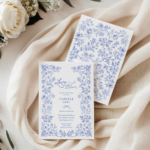 Amor en flor azul floreciente invitación a ducha d