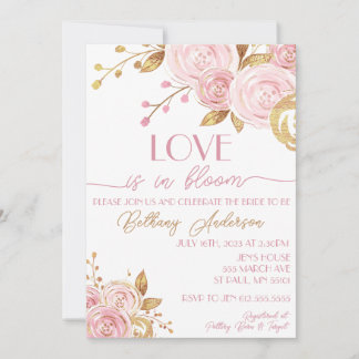 Amor en flor Invitación a ducha de novias rosadas