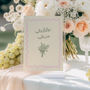 Amor en Flor Tarjeta de Mesa Dos con Letra Manuscr