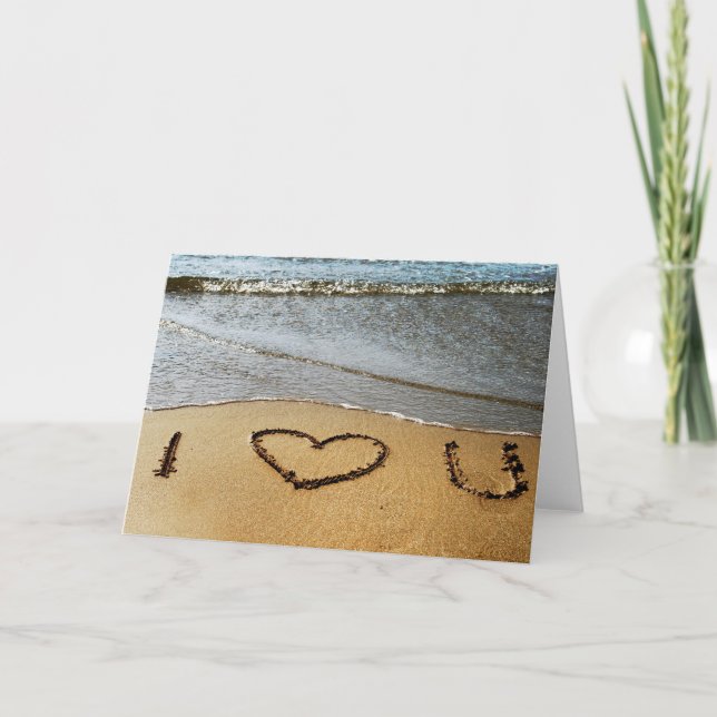 Amor en la tarjeta de felicitación de la playa (Anverso)